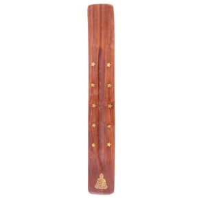 Sheesham Wood Ashcatcher Incense Stick Burner Buddha & Stars Inlay Sheesham Wood Ashcatcher Incense Stick Burner Buddha & Stars Inlay