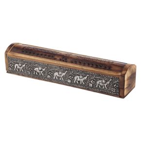 Mango Wood Ashcatcher Incense Burner Box with Elephant Inlay Mango Wood Ashcatcher Incense Burner Box with Elephant Inlay