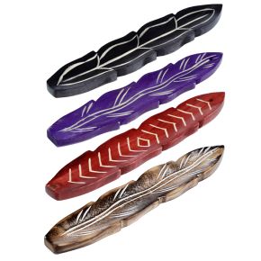Mango Wood Feather Shaped Ashcatcher Incense Sticks Burner Mango Wood Feather Shaped Ashcatcher Incense Sticks Burner