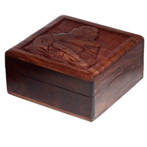 Sheesham Wood Carved Buddha Trinket Box Sheesham Wood Carved Buddha Trinket Box