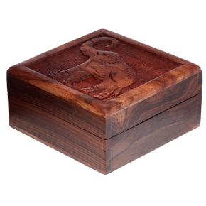Sheesham Wood Carved Elephant Trinket Box Sheesham Wood Carved Elephant Trinket Box