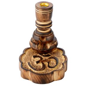 Om Carved Mango Wood Backflow Incense Burner Om Carved Mango Wood Backflow Incense Burner
