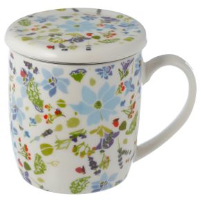 Julie Dodsworth Blue Lavender Garden Porcelain Infuser Mug Set with Lid Julie Dodsworth Blue Lavender Garden Porcelain Infuser Mug Set with Lid