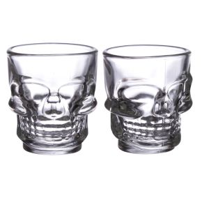Set of 2 Skulls and Roses Glass Skull Shot Glasses (60ml) Set of 2 Skulls and Roses Glass Skull Shot Glasses (60ml)