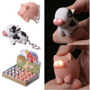 Farmyard LED Cow & Pig Keyring with Sound Farmyard LED Cow & Pig Keyring with Sound
