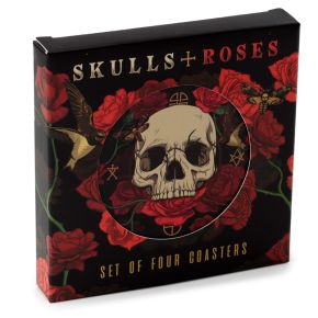 Skulls and Roses Set of 4 Cork Coasters Skulls and Roses Set of 4 Cork Coasters