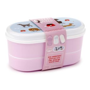 Catch Patch Dog Stacked Bento Box Lunch Box with Cutlery Catch Patch Dog Stacked Bento Box Lunch Box with Cutlery