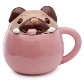 Mopps Pug Peeping Lid Ceramic Lidded Animal Mug Mopps Pug Peeping Lid Ceramic Lidded Animal Mug