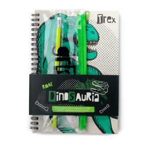 Dinosauria Ring Bound Notepad & Pencil Case 6 Piece Stationery Set Dinosauria Ring Bound Notepad & Pencil Case 6 Piece Stationery Set