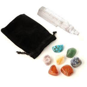 Set of 7 Chakra Stones Kit with Crystal Set of 7 Chakra Stones Kit with Crystal
