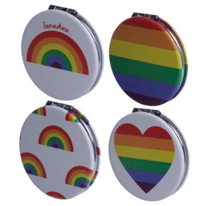 Somewhere Rainbow Leatherette Compact Mirror Somewhere Rainbow Leatherette Compact Mirror