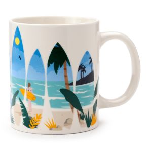 Volkswagen VW T1 Camper Bus Waves are Calling Porcelain Mug Volkswagen VW T1 Camper Bus Waves are Calling Porcelain Mug