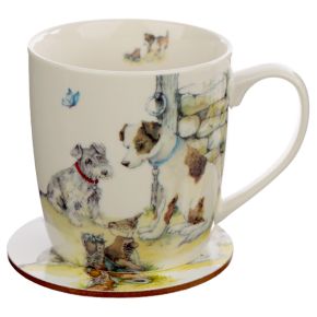 Jan Pashley Dogs Porcelain Mug & Coaster Set Jan Pashley Dogs Porcelain Mug & Coaster Set
