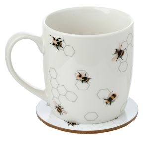 Nectar Meadows Bee Porcelain Mug & Coaster Set Nectar Meadows Bee Porcelain Mug & Coaster Set