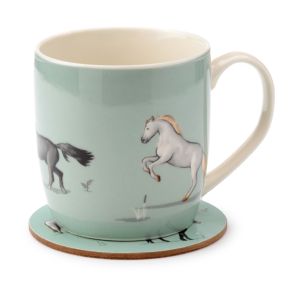 Willow Farm Horses Porcelain Mug & Coaster Set Willow Farm Horses Porcelain Mug & Coaster Set