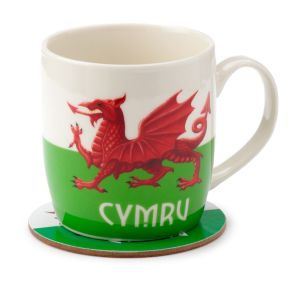 Wales Welsh Dragon Cymru Porcelain Mug & Coaster Set Wales Welsh Dragon Cymru Porcelain Mug & Coaster Set