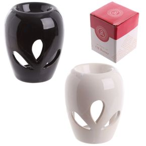 Small Ceramic Bulbous Shaped Petal Cut Out Oil Burner 10.5cm Small Ceramic Bulbous Shaped Petal Cut Out Oil Burner 10.5cm