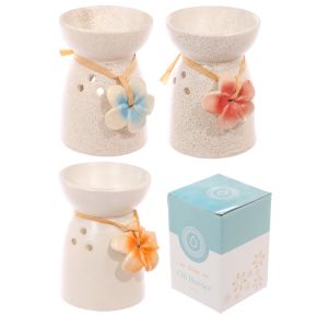 Eden Speckled Cream Ceramic Oil & Wax Burner with Flower Eden Speckled Cream Ceramic Oil & Wax Burner with Flower
