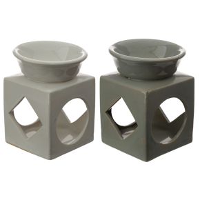 Eden Cube Ceramic Oil & Wax Burner with Geometric Cut-out Eden Cube Ceramic Oil & Wax Burner with Geometric Cut-out