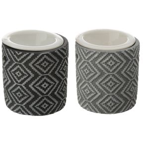 Eden Grey Patterned Concrete Oil Burner with Ceramic Dish Eden Grey Patterned Concrete Oil Burner with Ceramic Dish