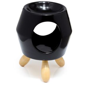 Eden Black Abstract Ceramic Oil Burner with Feet Eden Black Abstract Ceramic Oil Burner with Feet