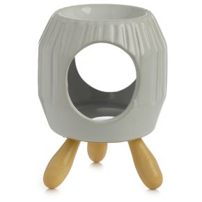 Eden White Abstract Ridged Ceramic Oil Burner with feet Eden White Abstract Ridged Ceramic Oil Burner with feet
