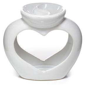 Eden White Ceramic Heart Shaped Double Dish Oil & Wax Burner Eden White Ceramic Heart Shaped Double Dish Oil & Wax Burner