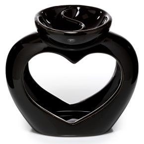 Eden Black Ceramic Heart Shaped Double Dish Oil & Wax Burner Eden Black Ceramic Heart Shaped Double Dish Oil & Wax Burner