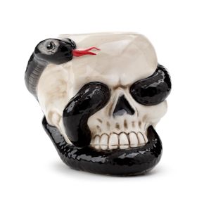 Skull with Coiled Snake Shaped Ceramic Oil Burner Skull with Coiled Snake Shaped Ceramic Oil Burner