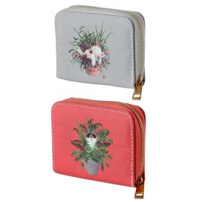 Kim Haskins Cats in Plant Pot Zip Around Small Wallet Purse Kim Haskins Cats in Plant Pot Zip Around Small Wallet Purse