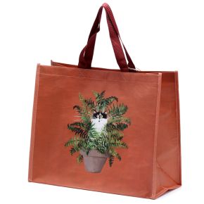 Kim Haskins Floral Cat in Fern Red RPET Reusable Shopping Bag Kim Haskins Floral Cat in Fern Red RPET Reusable Shopping Bag