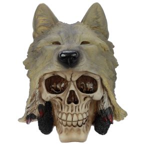 Skull with Wolf Head Decoration Skull with Wolf Head Decoration