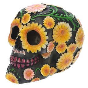 Day of the Dead Skull Head with Daisy Floral Motif Day of the Dead Skull Head with Daisy Floral Motif