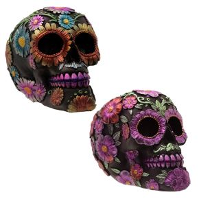 Metallic Day of the Dead Daisy & Flower Skull Decoration Metallic Day of the Dead Daisy & Flower Skull Decoration