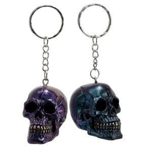Skulls and Roses Dark Metallic and Gold Skull Keyring Skulls and Roses Dark Metallic and Gold Skull Keyring