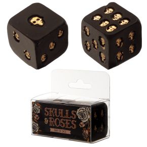Skulls and Roses Set of 2 Black and Gold Skull Dice Skulls and Roses Set of 2 Black and Gold Skull Dice