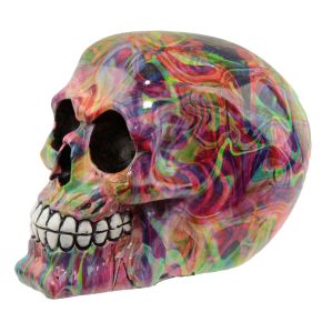 Rainbow Marble Effect Skull Ornament Rainbow Marble Effect Skull Ornament