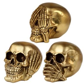 Set of 3 Hear No Speak No See No Evil Gold Skulls Set of 3 Hear No Speak No See No Evil Gold Skulls