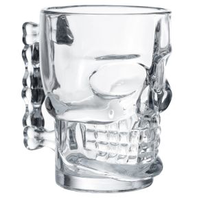 Decorative Skulls and Roses Glass Skull Head Shaped Stein Tankard Decorative Skulls and Roses Glass Skull Head Shaped Stein Tankard