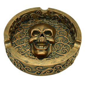 Brushed Metallic Gold Effect Skull Ashtray Brushed Metallic Gold Effect Skull Ashtray