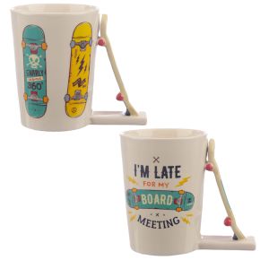 Skateboard Slogan Ceramic Shaped Handle Mug Skateboard Slogan Ceramic Shaped Handle Mug