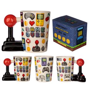 Game Over Joystick with Pixel Decal Ceramic Shaped Handle Mug Game Over Joystick with Pixel Decal Ceramic Shaped Handle Mug