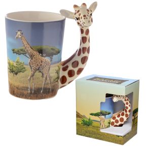 Giraffe Savannah Decal Ceramic Shaped Handle Mug Giraffe Savannah Decal Ceramic Shaped Handle Mug