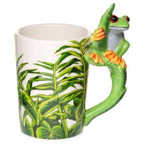 Tree Frog with Foliage Decal Ceramic Shaped Handle Mug Tree Frog with Foliage Decal Ceramic Shaped Handle Mug
