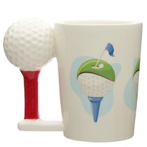 Golf Ball & Tee Ceramic Shaped Handle Mug Golf Ball & Tee Ceramic Shaped Handle Mug