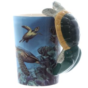 Turtle with Underwater Decal Ceramic Shaped Handle Mug Turtle with Underwater Decal Ceramic Shaped Handle Mug