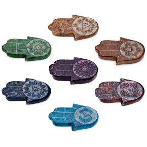 Carved Soapstone Chakra Hand Ashcatcher Incense Stick Burner Carved Soapstone Chakra Hand Ashcatcher Incense Stick Burner