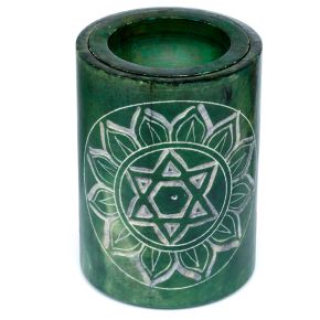 Green Soapstone Carved Chakra Oil Burner Green Soapstone Carved Chakra Oil Burner