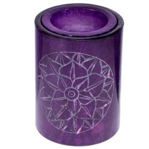 Purple Soapstone Carved Chakra Oil Burner Purple Soapstone Carved Chakra Oil Burner