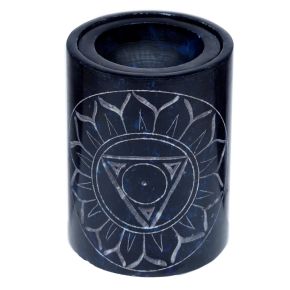 Dark Blue Soapstone Carved Chakra Oil Burner Dark Blue Soapstone Carved Chakra Oil Burner